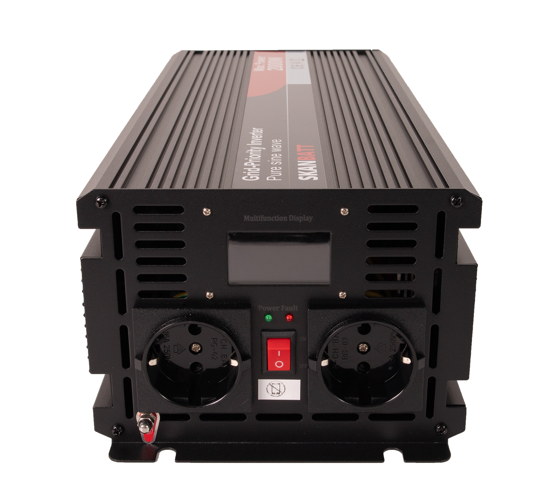 Skanbatt Inverter 12V 2000W Ren Sinus Med Nettprioritering Og Trådløs Fjernkontroll 420X165X120Mm shown in detail view