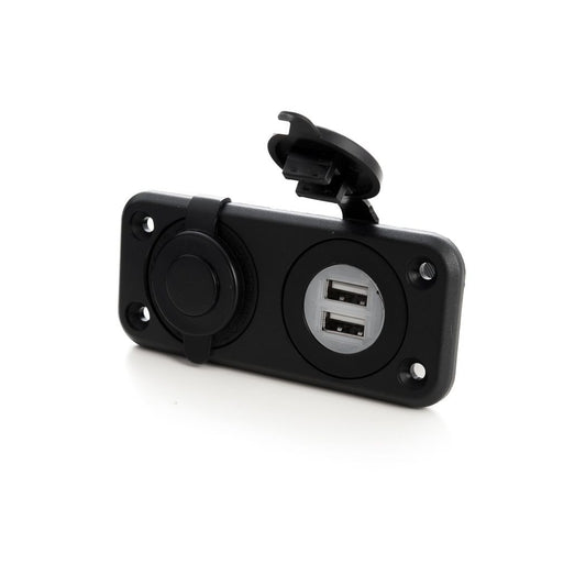 Usb Kontakt - Dobbel - Sigarettenner Plugg - For Innfelling - M/Deksel shown in product view