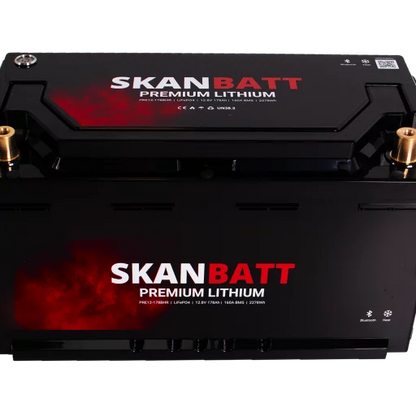 SKANBATT Premium Lithium - 12V 178Ah 160A BMS - Bluetooth - Heat - 354x176x187mm - 8 Års garanti