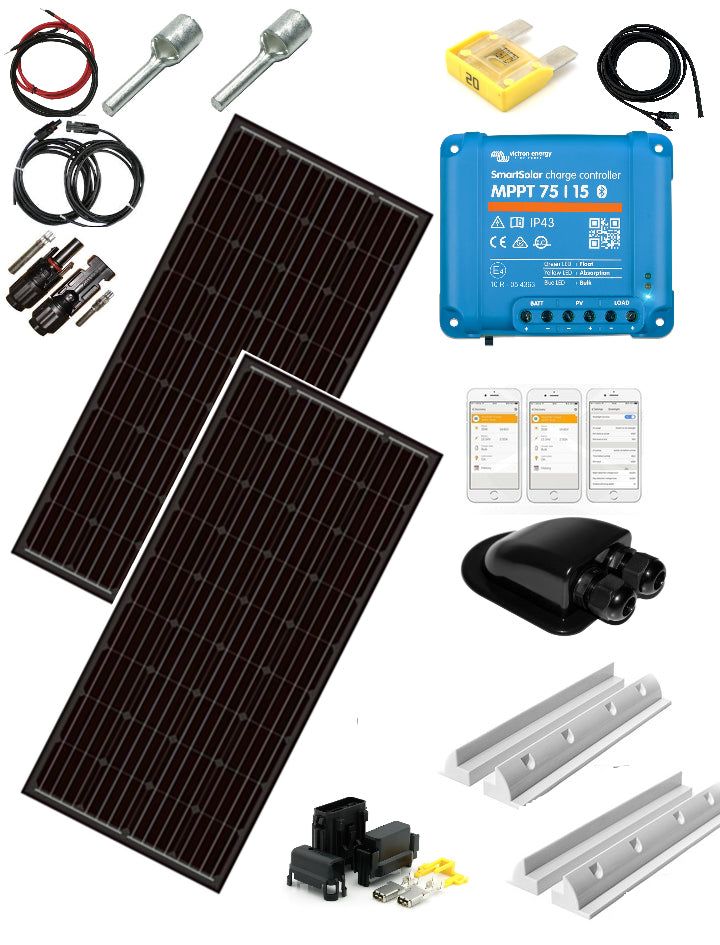 Skanbatt 107X55 - 2X110W - Slim&Short Carthago Komplett Kit Monopanel Med Victron Bt Mppt shown in product view