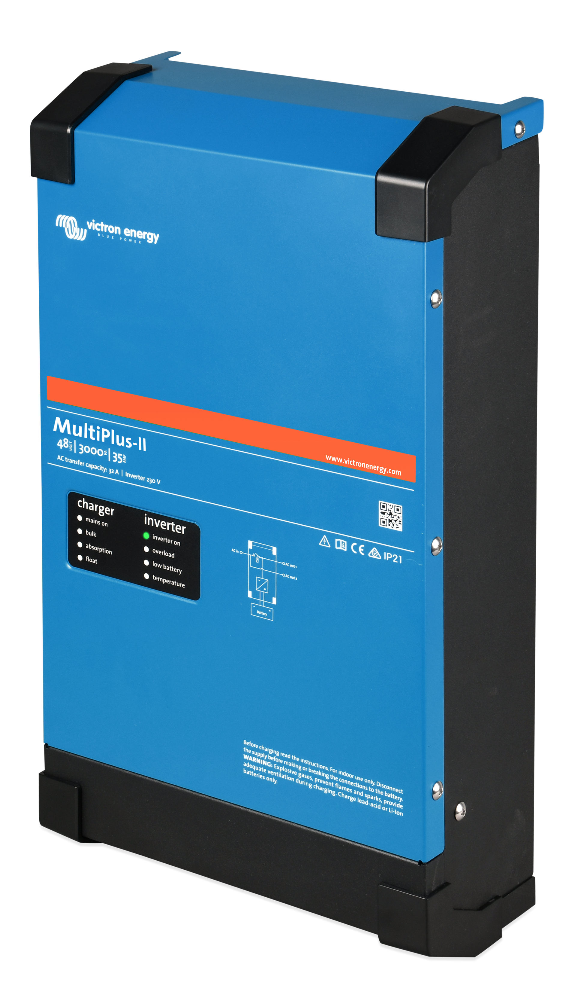 Victron Multiplus-Ii C48/3000/35-32 Kombi Inverter Og Lader shown in angle view
