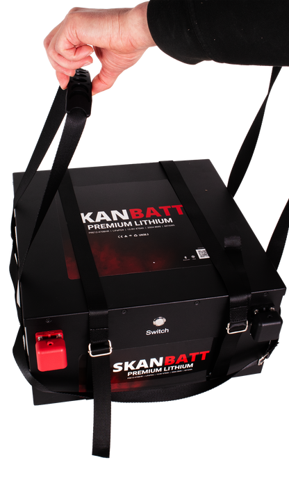 SKANBATT Premium Lithium - 12V 470Ah 200A BMS - Bluetooth - Heat - 360x350x190mm - 8 Års garanti - "Under sätet" modell