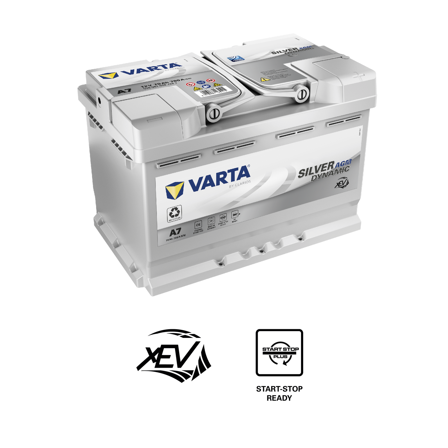 Varta Silver Dynamic Agm Batteri 12V 70Ah 760Cca +Høyre A7 Xev shown in product view