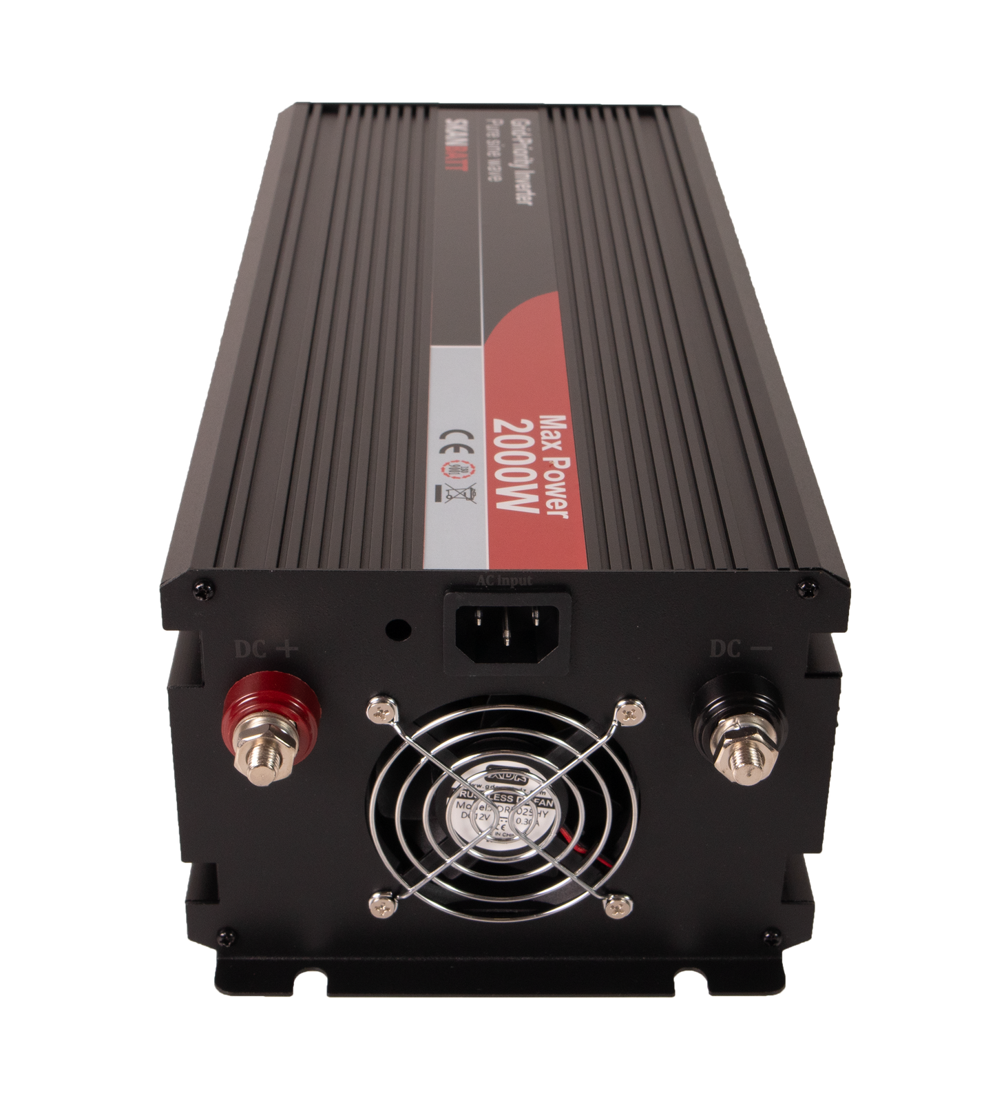 Skanbatt Inverter 12V 2000W Ren Sinus Med Nettprioritering Og Trådløs Fjernkontroll 420X165X120Mm label detail